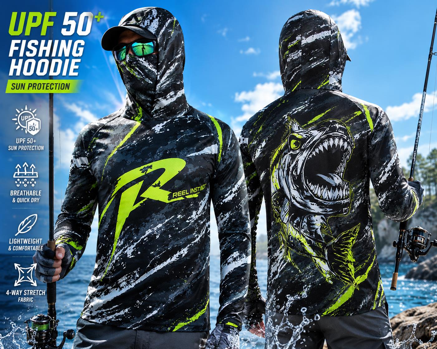 Fishing Mask Sun Protection - Açık Hava Güneş Korumalı Uzun Kollu