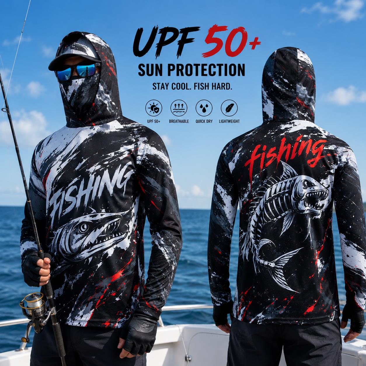 Fishing Hoodie - Hızlı Kuruyan Nefes Alabilen Erkek Balıkçı